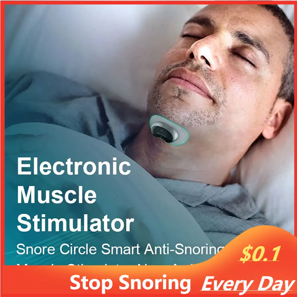 24H Bluetooth Snore Stopper Charge Sleep Aid Smart Anti Snoring Sleep Apnea Prevention EMA+TEMS Muscle Stimulation Sleep Analyze