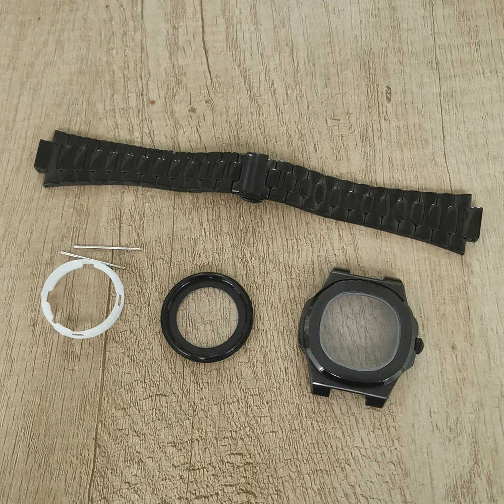 

41mm NH35 Case Strap Black PVD Stainless Steel Bracelet Watch Parts for Nautilus MOD NH36 movement Accessories Replacemens