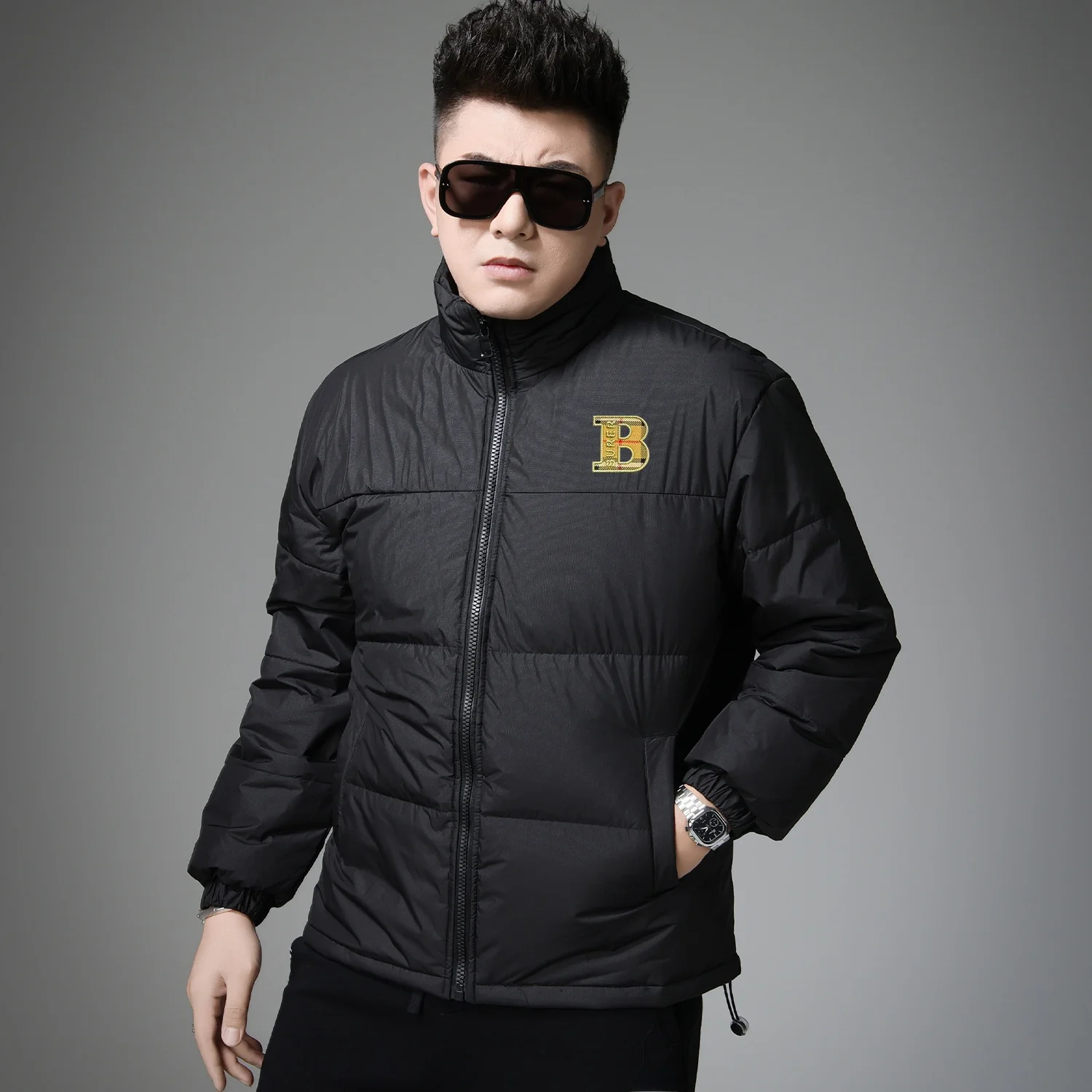 

Мужская повседневная модная утепленная куртка-пуховик из 50% белого утиного пуха, теплая, объемного кроя, из полиэфирного волокна, молодежная, с длинными рукавами, на молнии