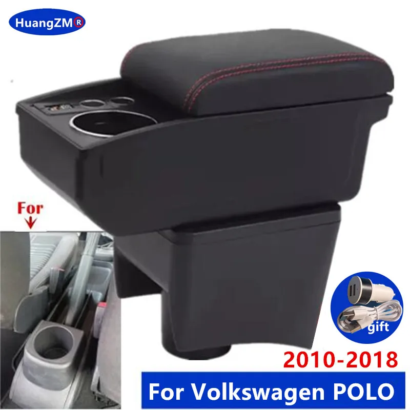 For Volkswagen POLO Armrest Box For VW POLO Mk5 6R Vento Car Armrest Box 2010-2018 Storage Box Retrofit Interior Car Accessories