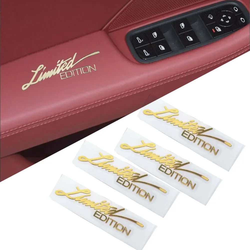 3D Gold Metal Emblem Sticker Pack of 4 for Automotive Exterior Use with Fade Proof Coating and Smooth Compatibility