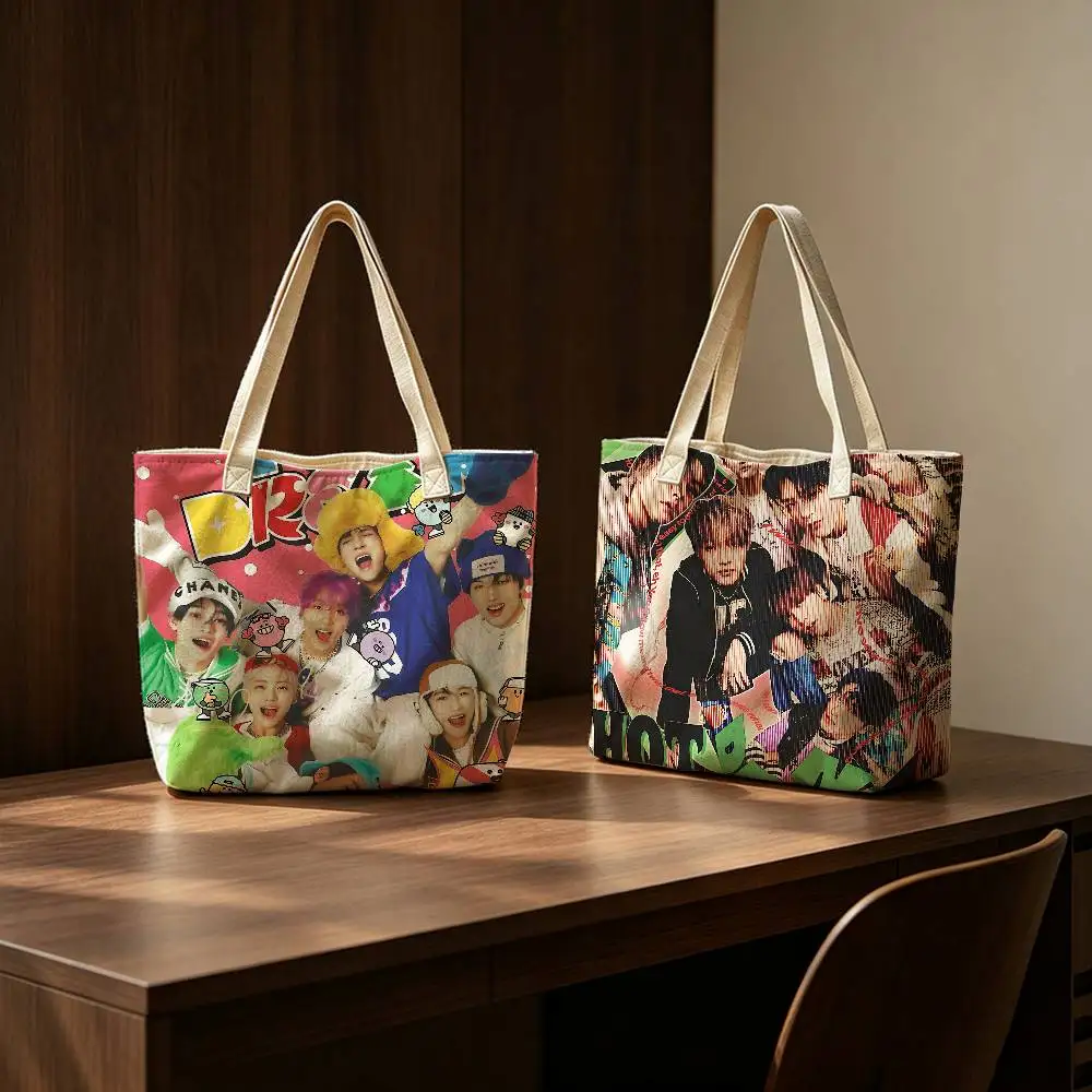 K-Kpop NCT DREAM pattern printed canvas tote bag, suitable for daily use, shopping, school, and travel