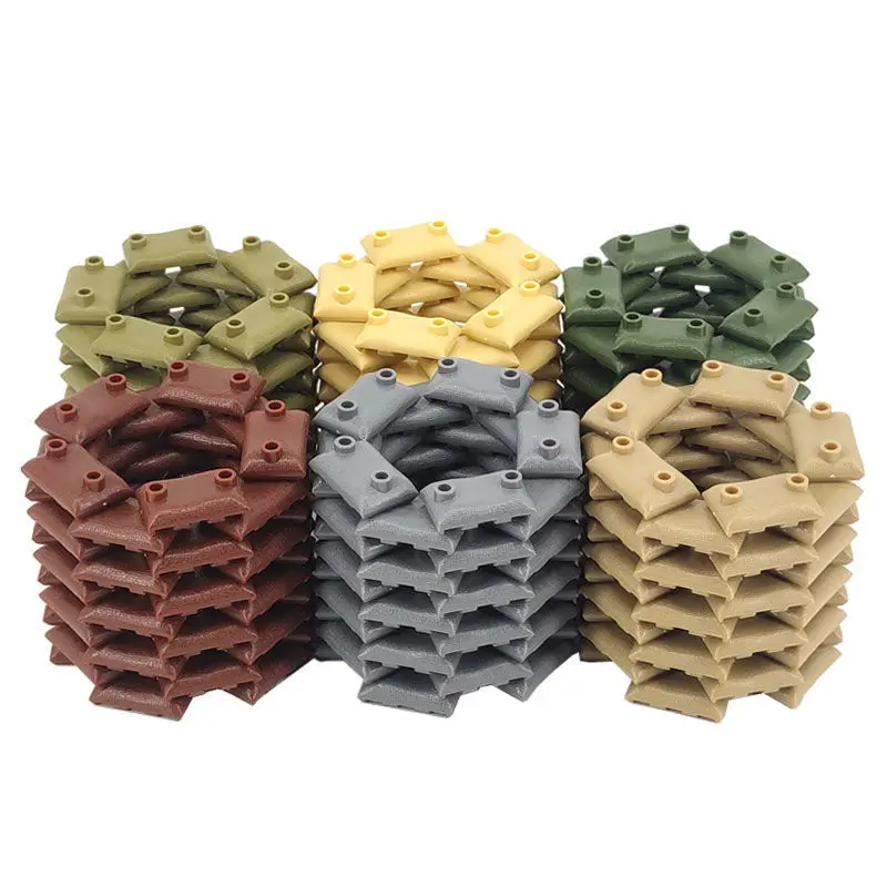 Building toy battlefield bunkers sandbag scene built world War II soldier toy accessories building blocks