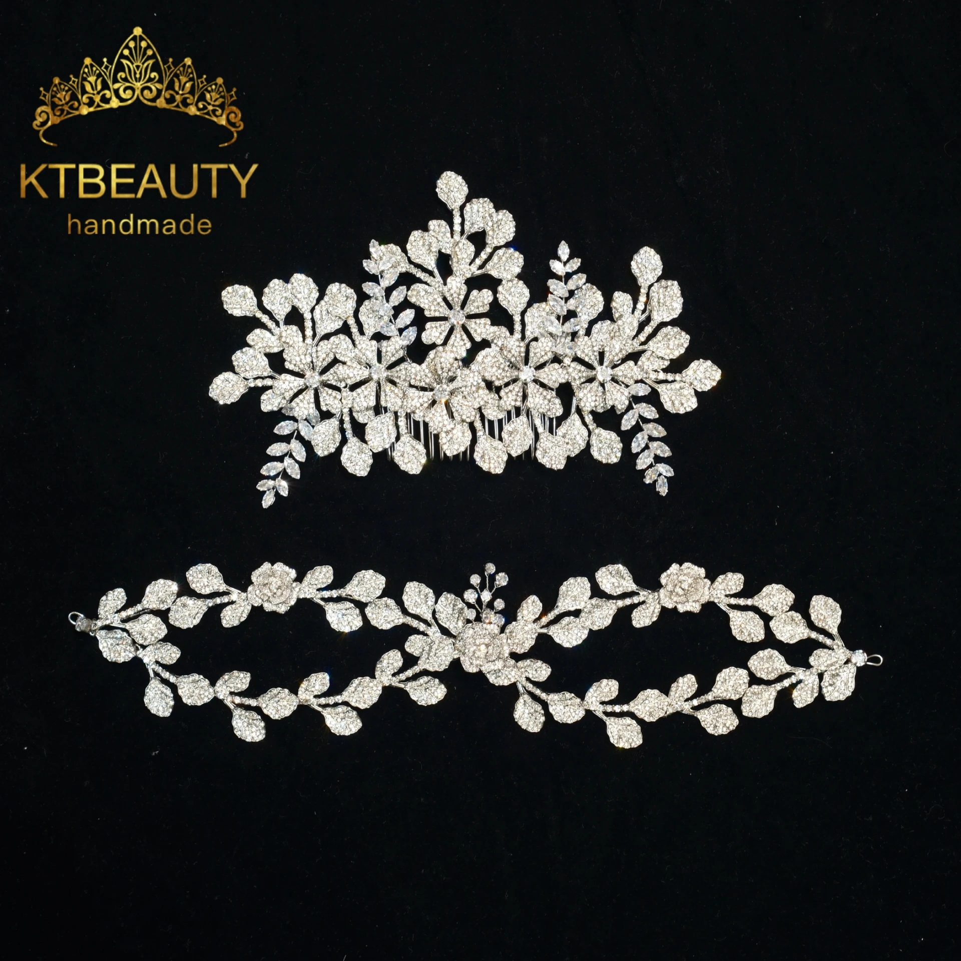 

Свадебный головной убор Ktbeauty, 2 дизайна, с кристаллами и цветами, модное украшение для волос, популярный аксессуар для женщин