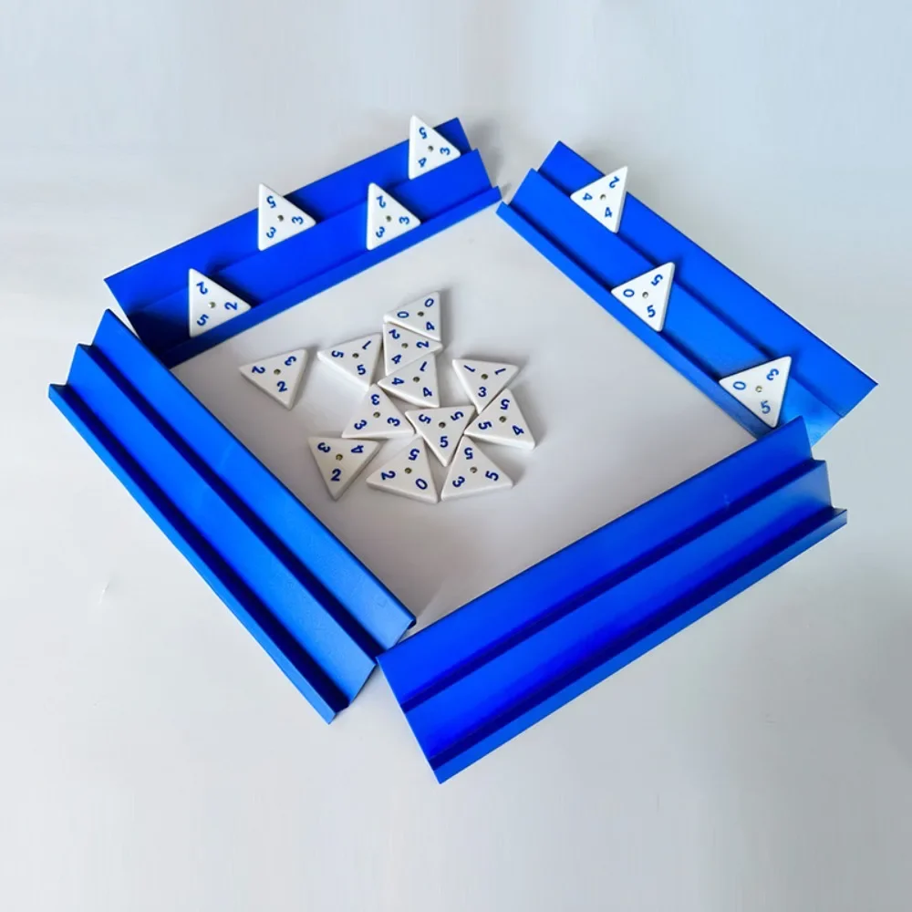 مجموعة الدومينو المثلثة من الميلامين، 56 قطعة من البلاط مع مغازل نحاسية و4 حوامل بلاستيكية، 2-4 مشغل أطفال #3