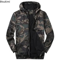 Chaquetas de retazos de camuflaje para hombre, chaquetas tácticas militares con capucha, malla transpirable, informal, primavera y otoño, novedad de 2024