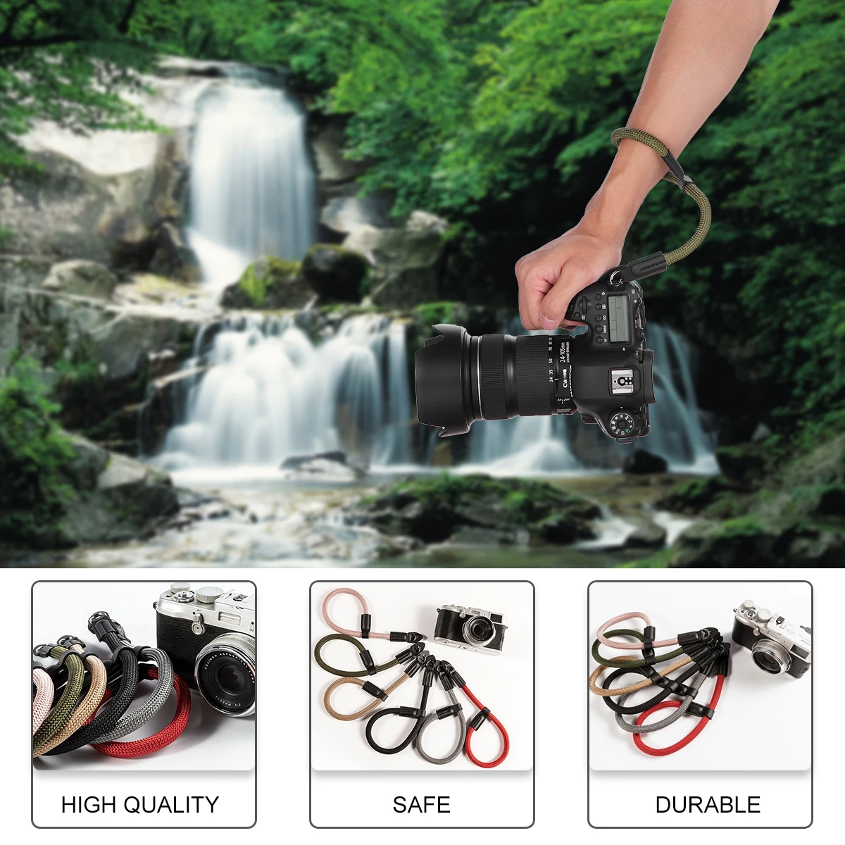 

2pcs Universal Camera Wrist Strap Durable Rope Pocket Dslr Hand Lanyard Adjustable Wristband Gift Set