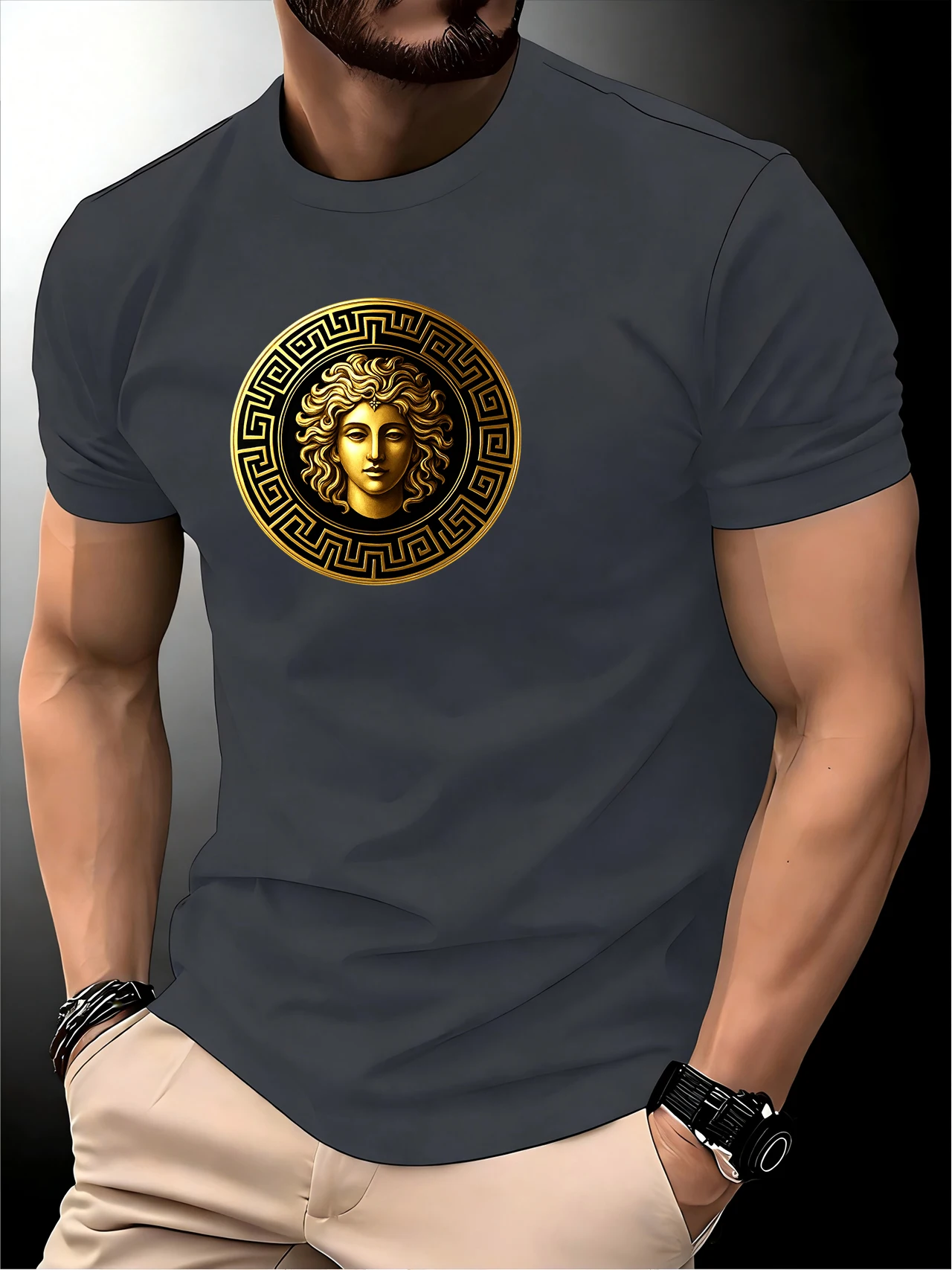 Round Neck Running Tshirt Men Thin Top Art Printing Quick Dry Short Sleeve Breathable Fitness Sports T-shirt Wear for all Season image 5