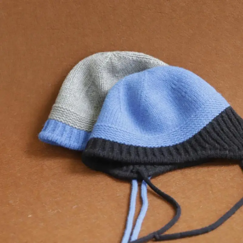 2026 Neue Y2K Herbst-Winter Warme Wollmütze für Damen, Modische Vintage Farbblock-Strickmütze mit Ohrenschutz, Vielseitige Faltbare Kappe – Detail 5