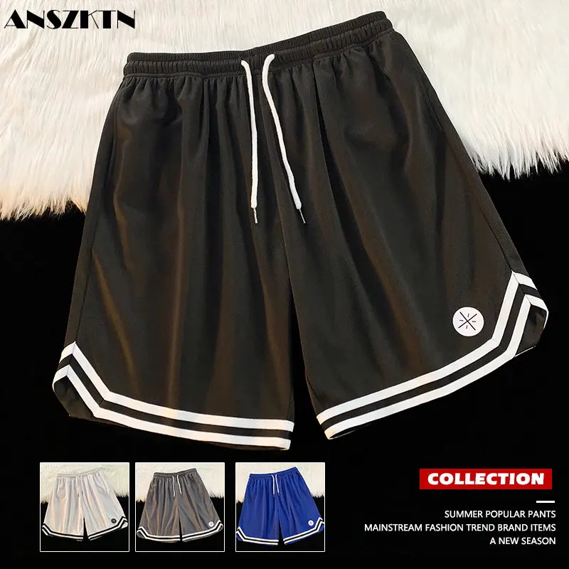 ANSZKTN Men's five points trend casual beach pants loose sweatpants ice silk quick dry shorts