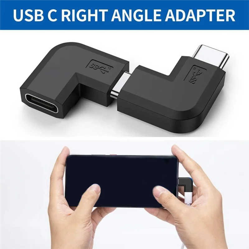 2 قطعة 90 درجة الزاوية اليمنى USB 3.1 نوع C ذكر إلى أنثى محول