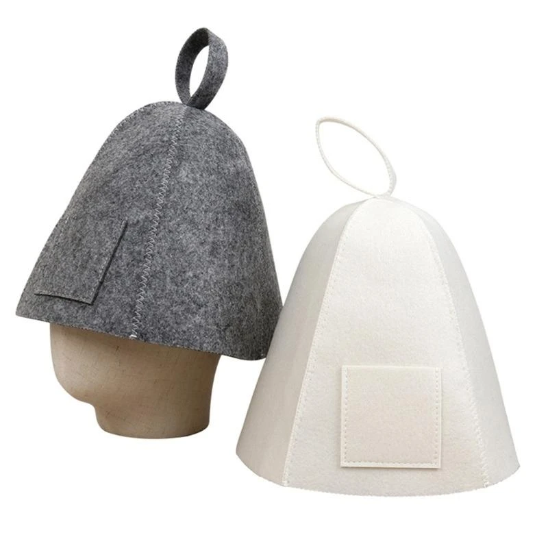 Wool Felt Sauna Hat Russian Glove Pad Set Head Protections Anti Heat Shower Cap B95B