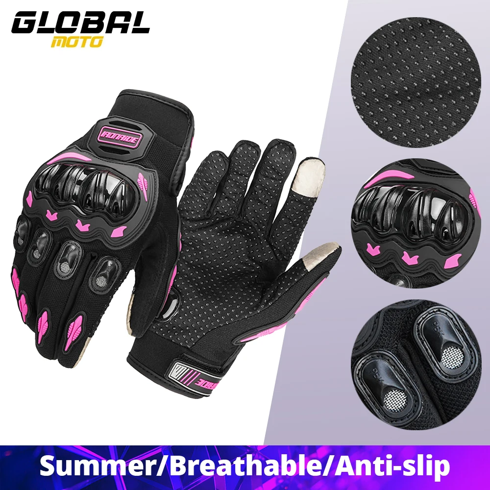 

Женские мотоциклетные перчатки с сенсорным экраном, летние мотоперчатки с полными пальцами, нескользящие перчатки для мотокросса, дышащие, размеры M-2XL