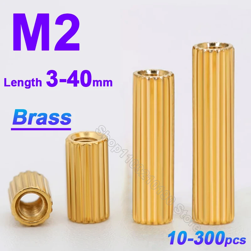 10-300pcs M2*L Length 3mm-40mm 2mm Thread Brass Round Standoff Spacer Female Female M2 Brass Double Pass Threaded Pillar Spacer