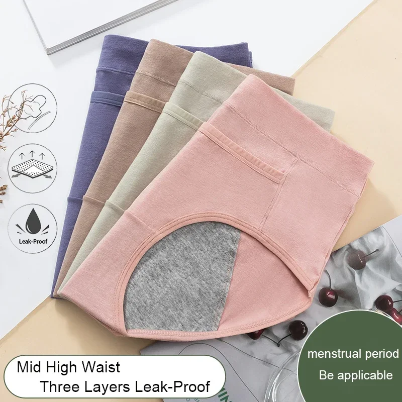 Calcinha para menstruação algodão período fisiológico à prova de vazamento calcinha menstrual feminina cintura média culotte roupa interior sexy