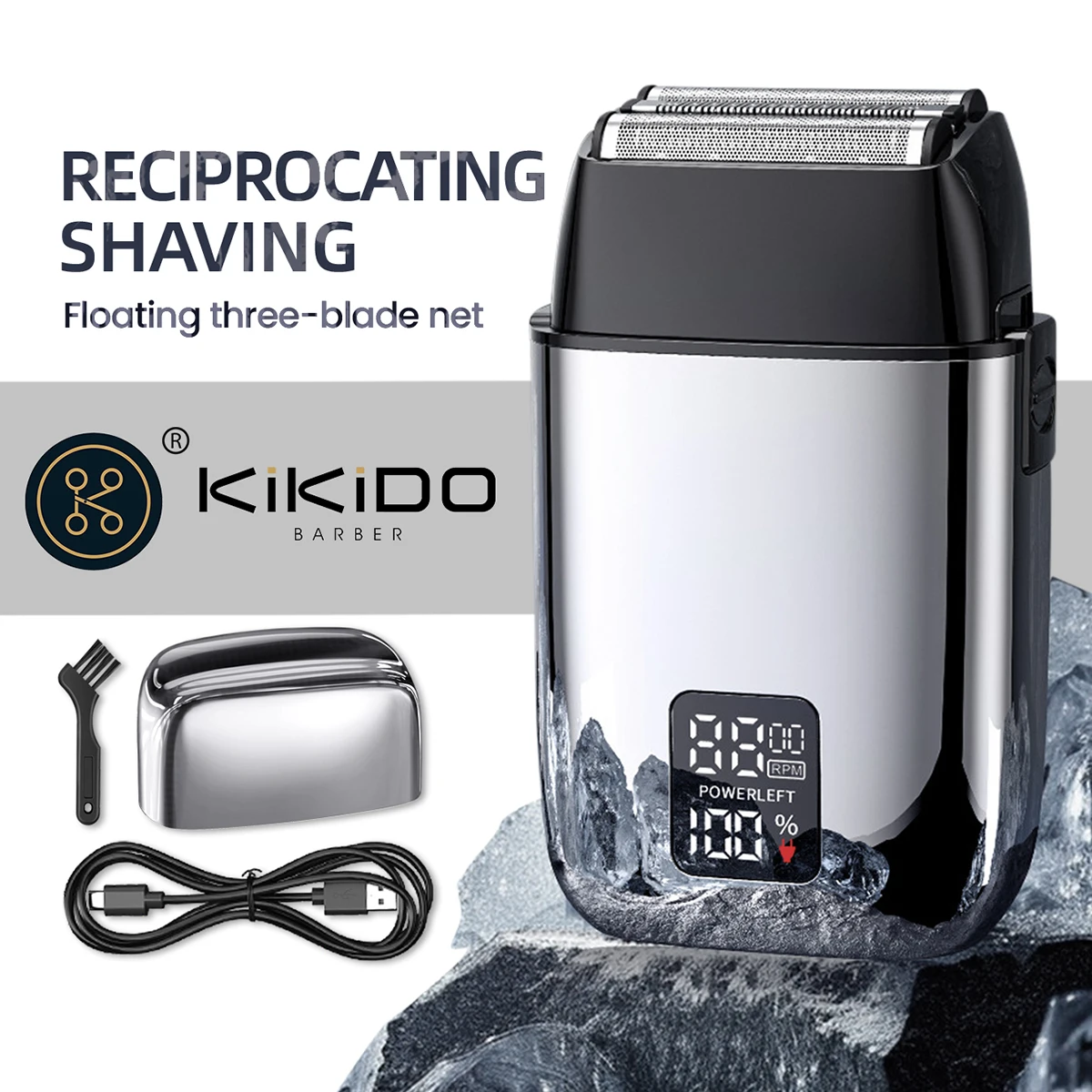 

KIKIDO KK-3015 watertight Metal Housing Barber Shop shaver man beard Rechargeable Electric Razor men's shaving machine