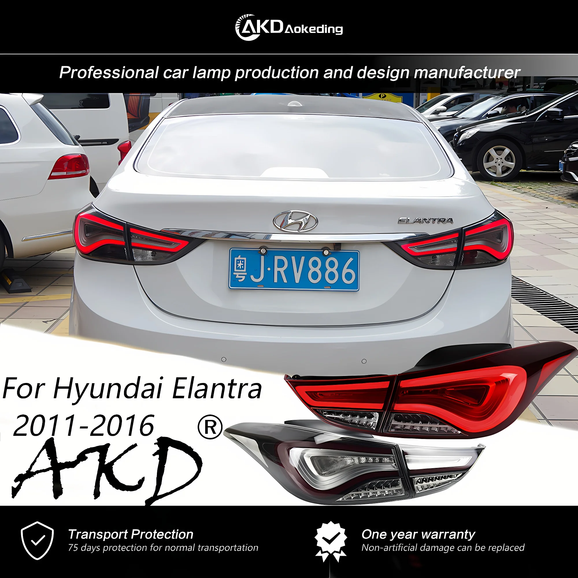 AKD Tail Light for Hyundai Elantra Tail Lights 2011-2016 LED Rear Lamp DRL Signal Brake Reverse Dynamic Upgrade auto Accessories