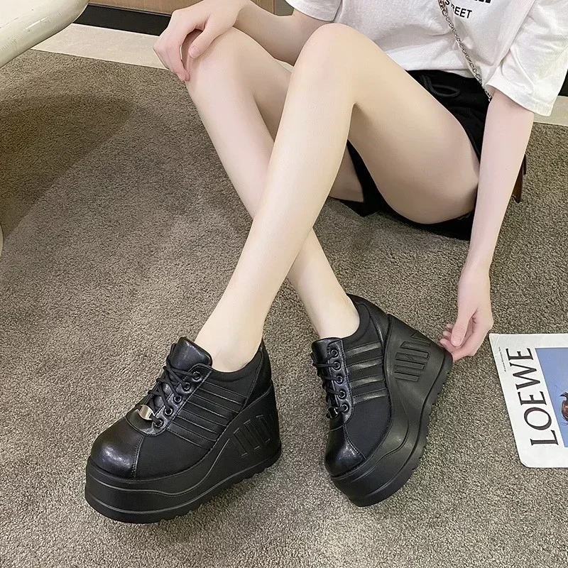 

Fashion Women's Sneakers Shoes High Heels Round Head Cross Straps Platform Sneakers Outdoor Leisure Daily Commute Women Shoes