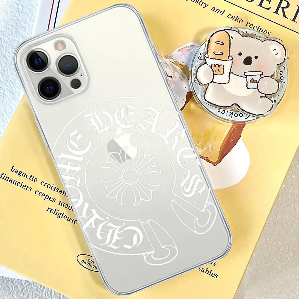 Funda de teléfono clásica de lujo C-ChromeS H-Heart para IPhone 11 13 16 12 17 14 15 Pro Max Plus, funda trasera transparente suave