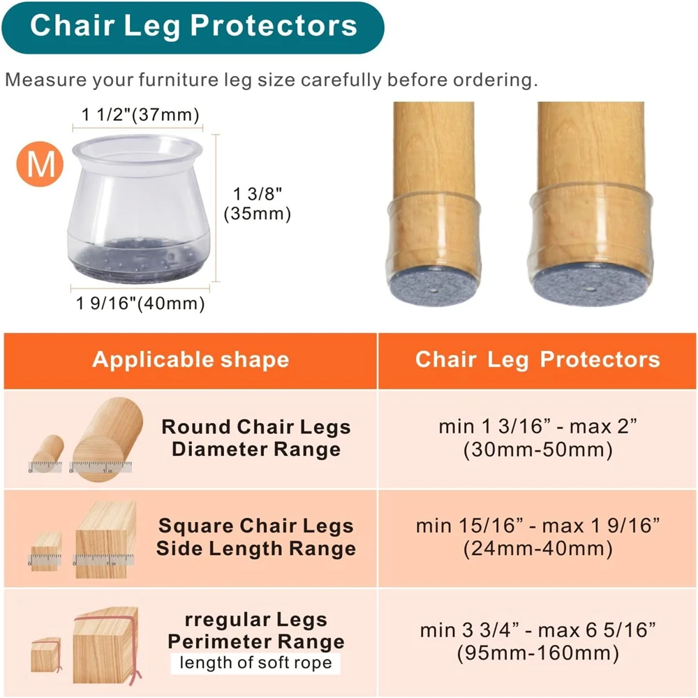 

24PCS Silicone Chair, Stool Leg Protectors for Hardwood Floors Table Furniture feet Covers Pad , Protection Caps,Furniture Cup