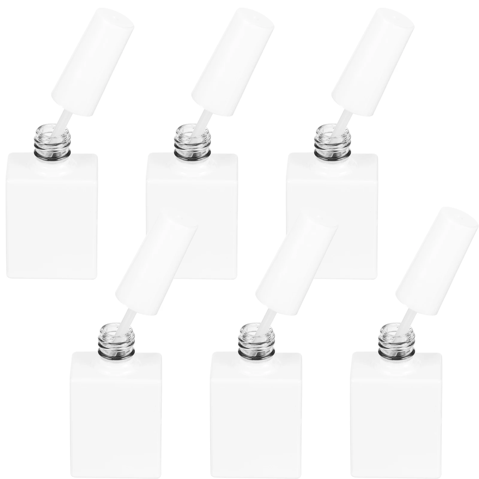 

6pcs 10ml Bright Empty Nail Polish Bottles Brush Travel Gel Glass Holders Reusable Packaging Containers