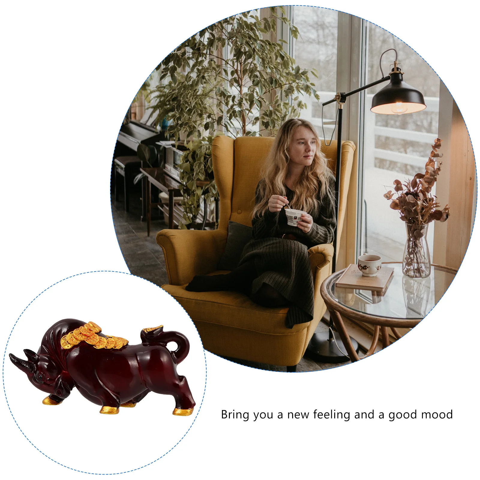 

Resin Cattle Ornaments Adornment for Home Tea Accessories Decorations Sculpture Lifelike Furnishings Color Changing