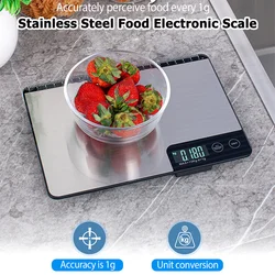 15Kg 1g Digital Kitchen Scale Stainless Steel Weighing Food Diet Balance Scale Household Electronic Scale With Measure Ruler