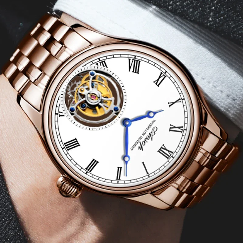 

AESOP мужские механические наручные часы с сапфировым стеклом, летающий турбийон, мужские полые часы со скелетом для мужчин, роскошные водонепроницаемые часы 7021