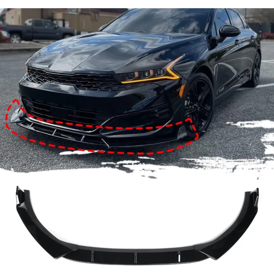 

Губа переднего бампера для Kia K5 GTLine 20202025, 3 шт., комплект переднего бампера, спойлер с глянцевой черной отделкой, улучшенная аэродинами