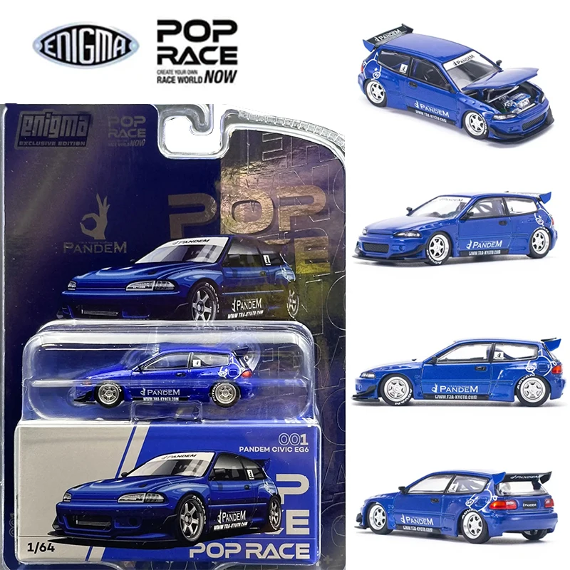 POP RACE 1:64 Pandem Civic EG6 Edizione speciale Diecast Diorama Modello di auto giocattolo