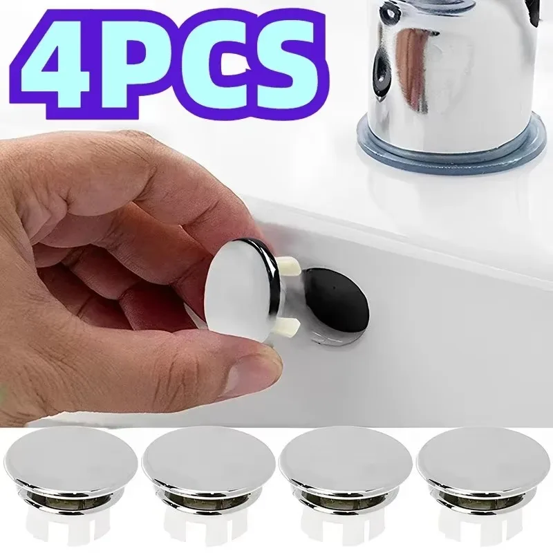 

4Pcs Plastic Sink Hole Overflow Cover for Kitchen Bathroom Basin Trim Bath Drain Cap Sink Wash Basin Round Overflow Ring Plug