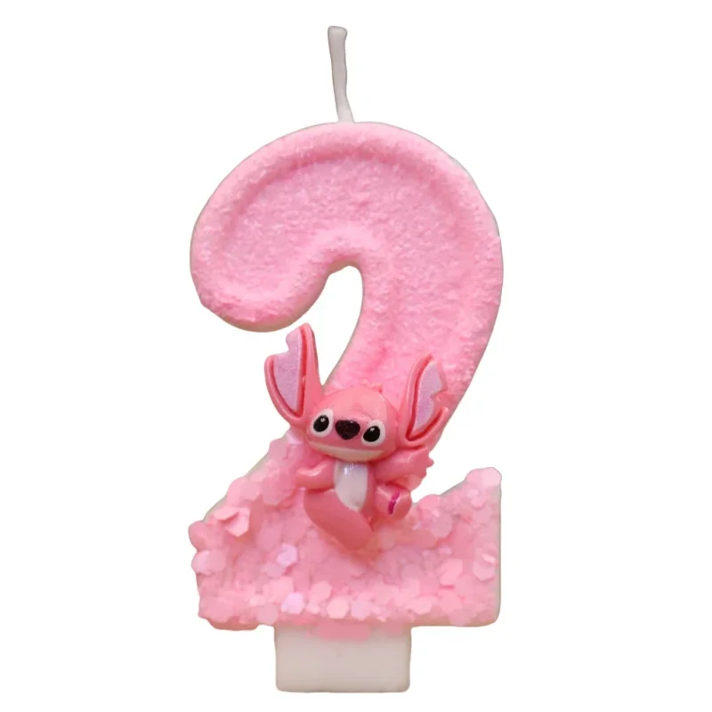 جديد ديزني أنيمي ليلو وستيتش شمعة رقمية Kawaii غرزة الملاك الأطفال تحت عنوان شموع الحفلات الوردي فتاة هدايا الحفلات