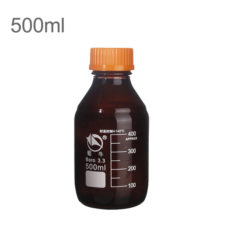 100ml 250ml 500ml 1000ml Boro Laboratory Sample Glass Threaded Reagent Bottle Screw Yellow Cap Amber Brown Refillable Bottles