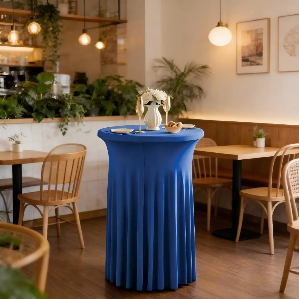 Weiße Farbe, hochwertige Cocktail-Tischdecke, Rock-Stil, modern, elegant, kommerzielle Besprechung, Bar, runde Sonnenblume, elastische Abdeckung – Detail 15