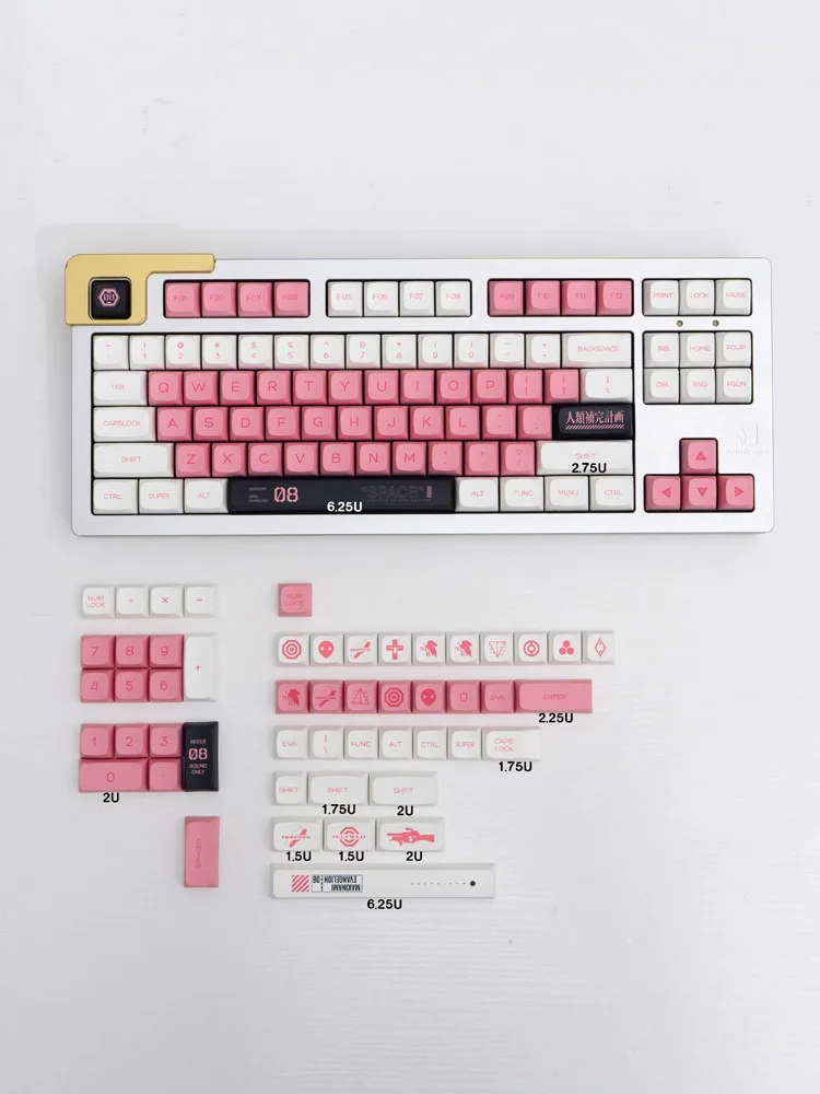 

XDA Keycaps EVA 8 Mechanical Keyboard Pink White PBT Dye Sub 138 Keys 61 64 68 74 78 84 87 96 980 100 GK61 Anne Pro 2