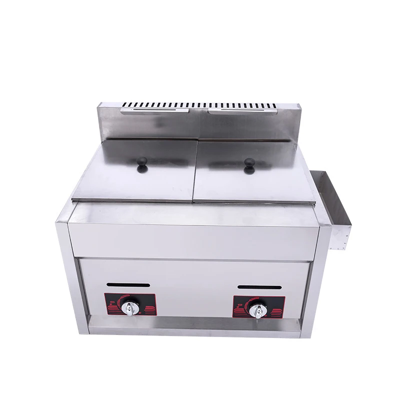 Kitchen uses 6L + 6L double tank gas fryer French fries machine chicken donut fryer restaurant equipment