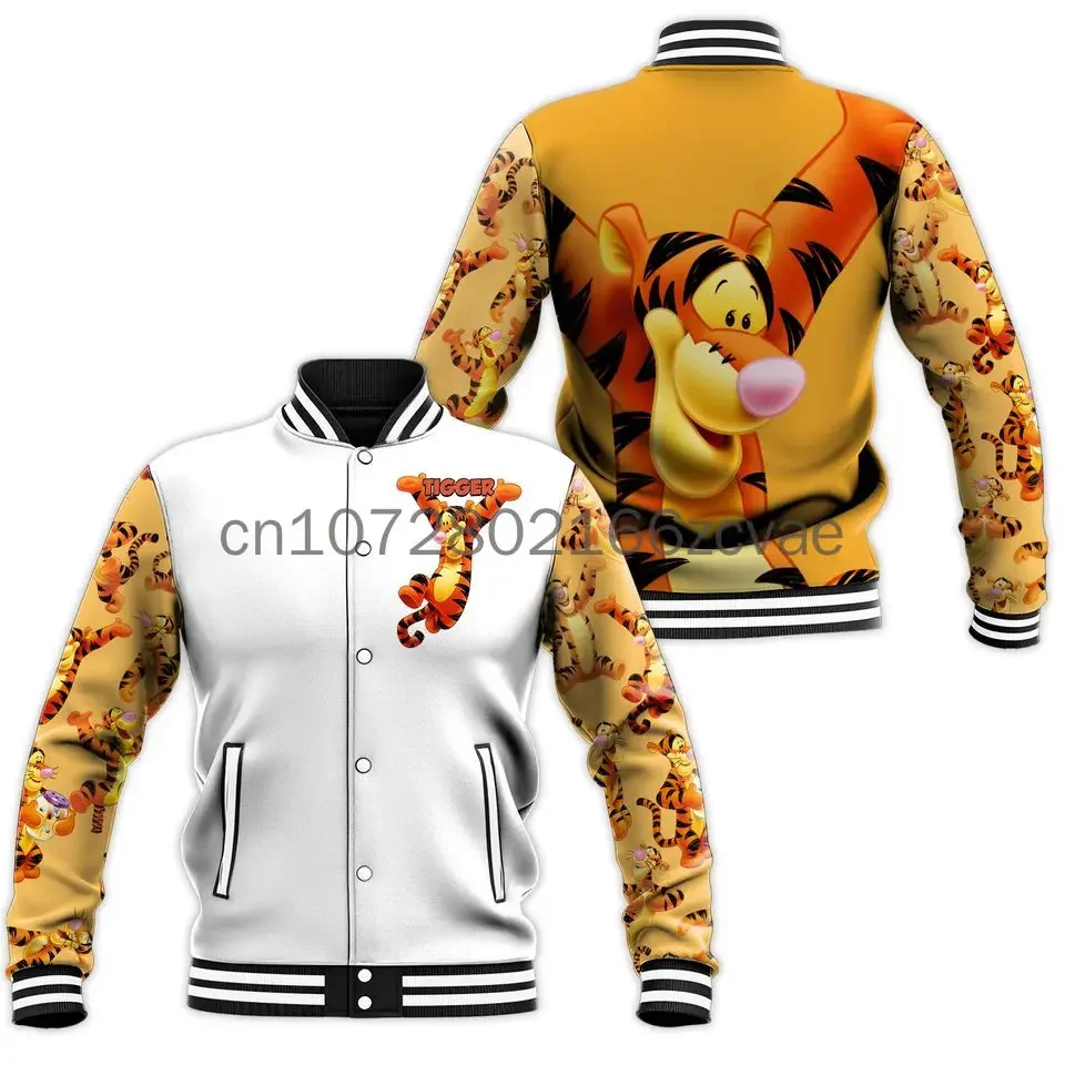 Disney Tigger Baseball Jacket 2024 New Disney Casual Baseball Jacket Oversize Street Men\'s and Women\'s Jacket