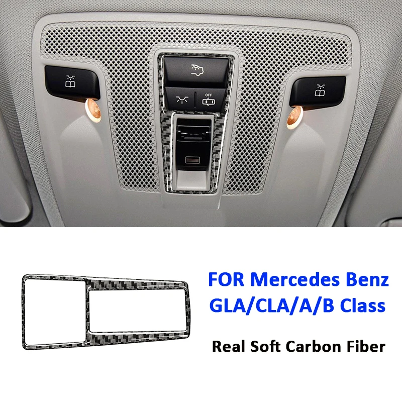 

Carbon Fiber Car Center Roof Reading Light Panel Trim Frame Interior Decoration Sticker For Mercedes Benz GLA CLA A B Class