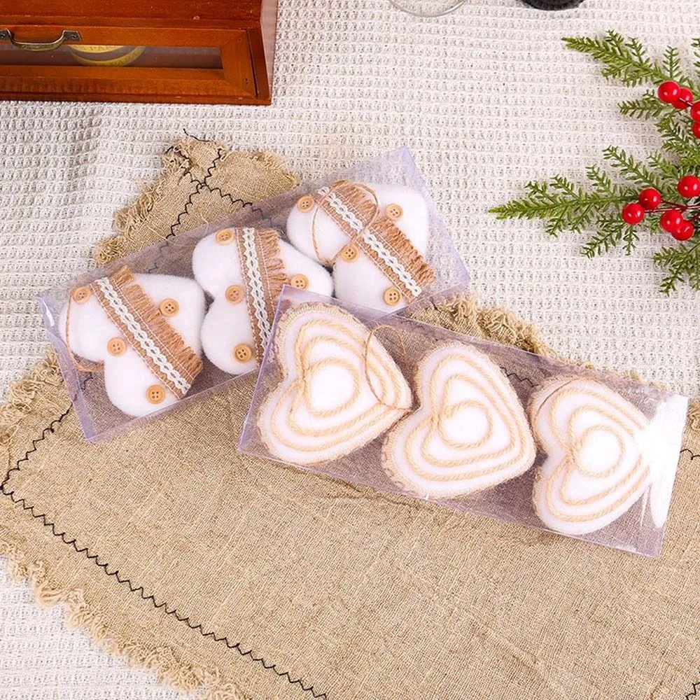 3 Pcs 8cm Christmas Balls Set Pentagram Heart Rope Christmas Hanging Balls DIY Crafts Unique Christmas Tree Pendant Hotel Office