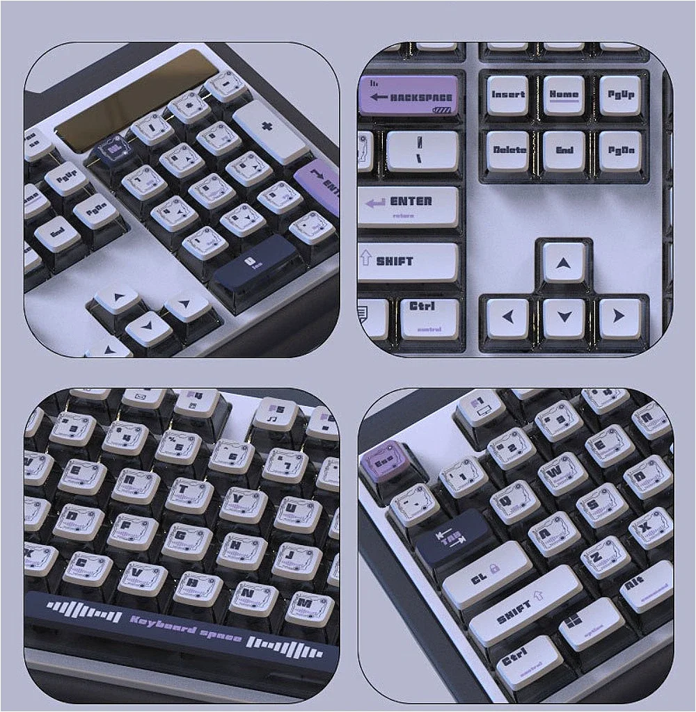 Personalized e-sports technology purple keycap ASA highly sublimated customized keycap set Suitable for HI75 hi8 68 84 87 96 104