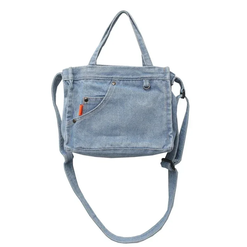 Travel Crossbody Bag Shoulder Bag Messenger Bag with Pockets Anti-theft Retro Denim Blue Handbags for University College