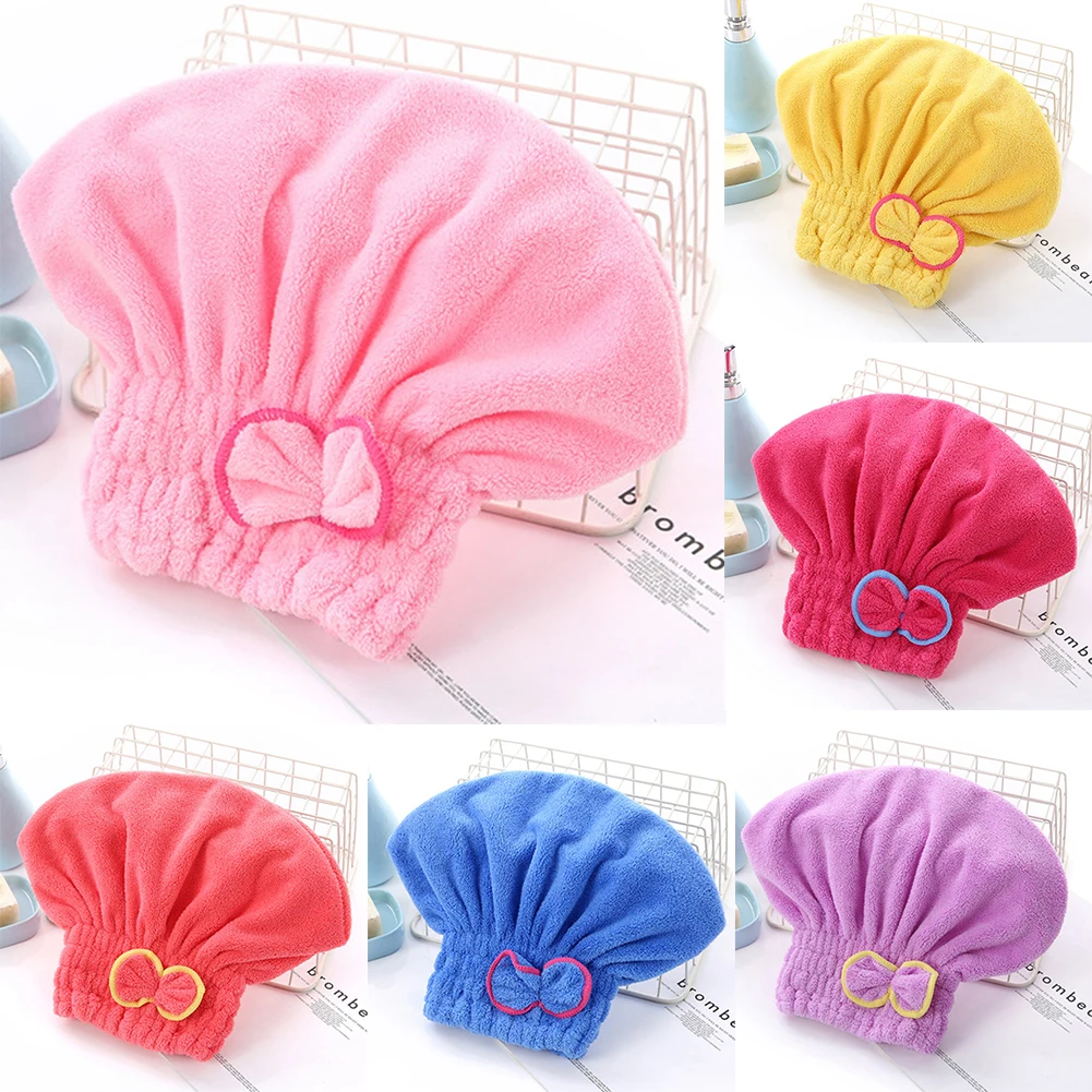 

Shower Cap Hair Hat Hair Turban Microfiber Quick Dry Towel Women Head Wrap Hat 6 Colors Coral Fleece High Density