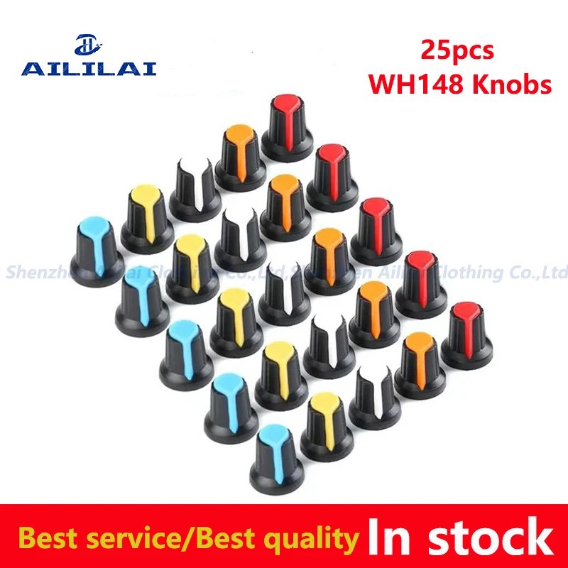 25PCS WH148 potentiometer knobs15X17mm 6mm Potentiometer Plastic Knobs Cap AG2 Yellow Orange Blue White Red 5color * 5PCS