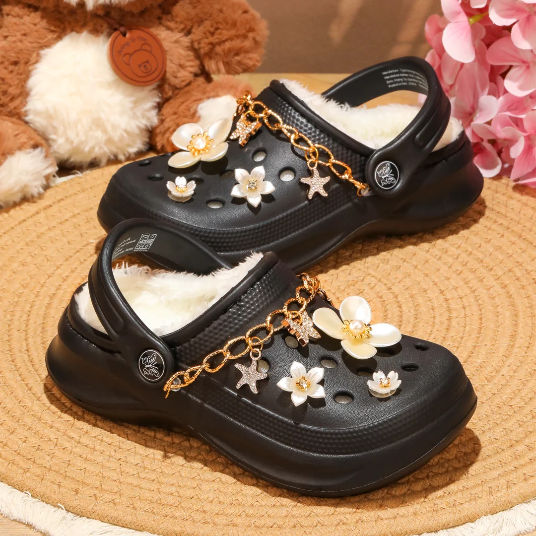 Kinder-Clogs und -Mules mit Fellfutter, leichte Garten-Schuhe mit Baumwollfutter, warme Hausschuhe für Jungen, Mädchen und Kleinkinder, 168. – Detail 16