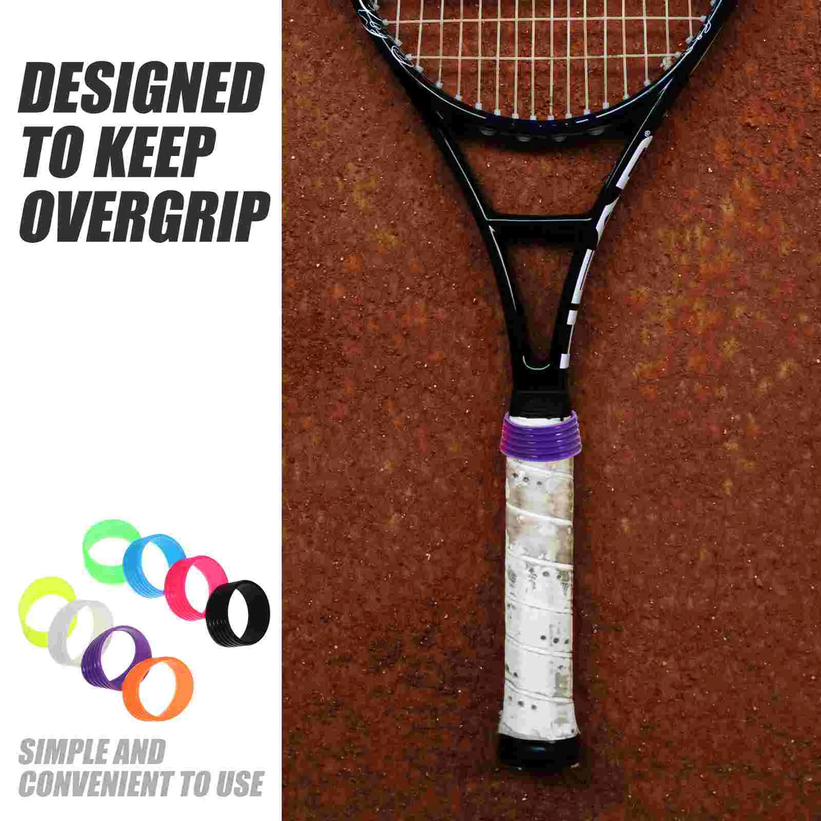 8 Pcs Racket Anti-slip Ring Tennis Rackets Balls Non-skid Grips Silicone Badminton Small Overgrip Protector Band