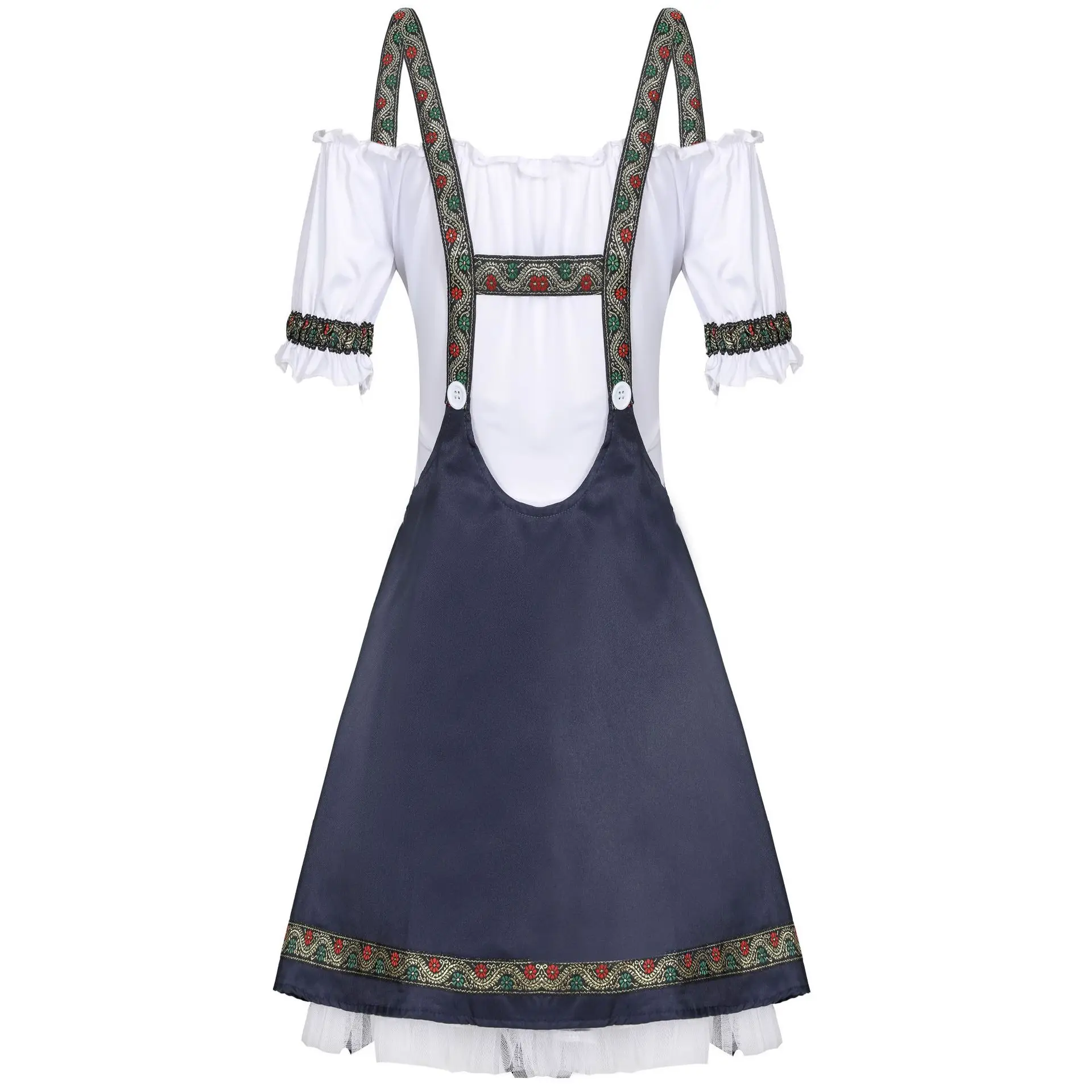 Suspenders Dirndl Dress & Apron For Women Oktoberfest Costume Bavarian Tavern Waitress Beer Maid Cosplay Fancy Party Dress