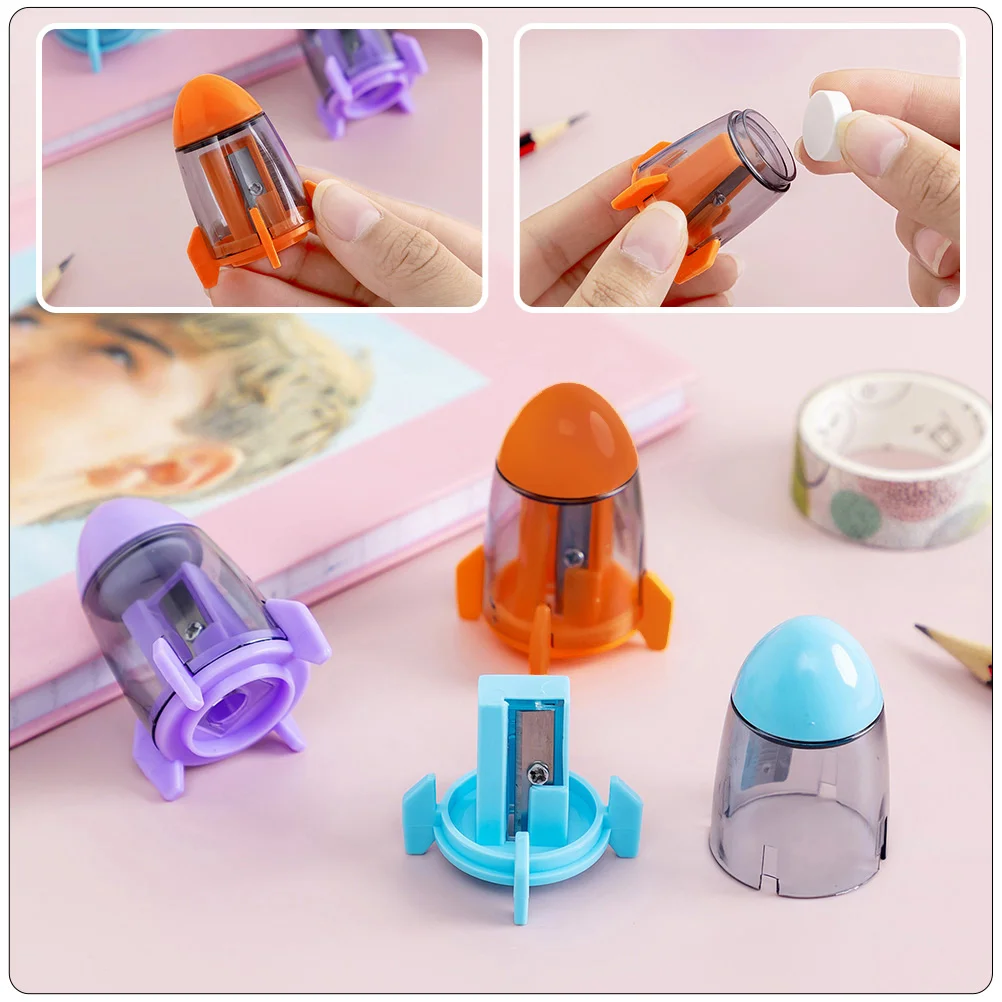 

12 Pcs Cute Rocket Sharpener Household Hand Washable Convenient Pencil Preschool