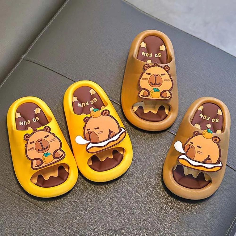 

Милые тапочки с капибарой из ПВХ для бассейна, противоскользящие утолщенные тапочки с мультяшными животными, мягкие съемные детские сандалии для ванной, пляжные