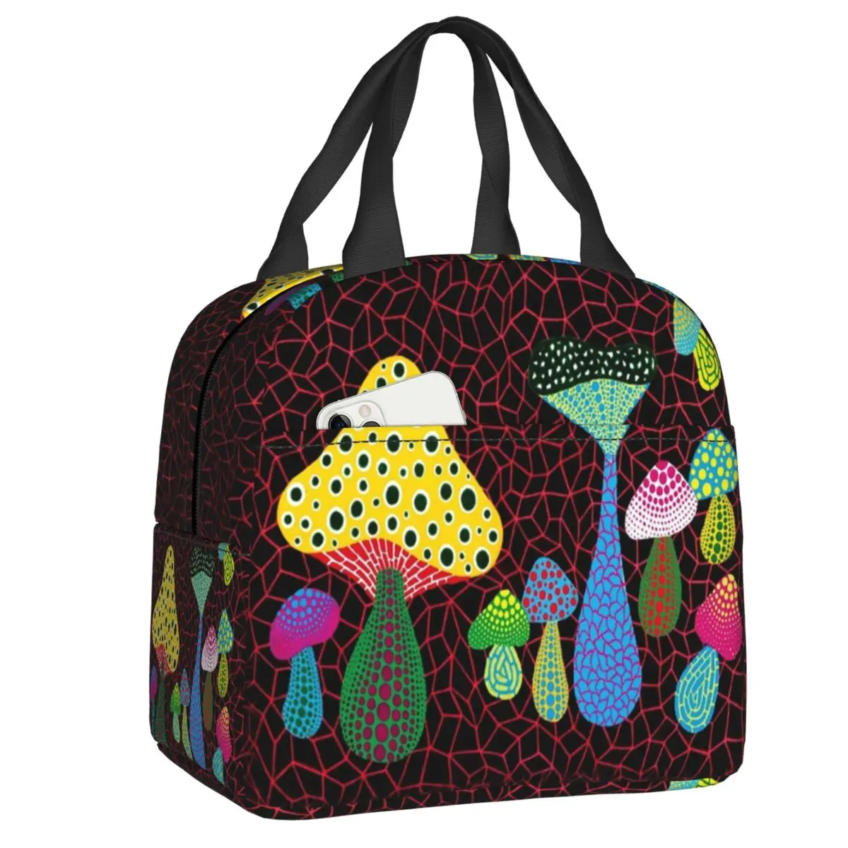 Custom Yayoi Kusama Mold Art Insulated Lunch Bag for Women Leakproof Thermal Cooler Lunch Tote Beach Camping Travel