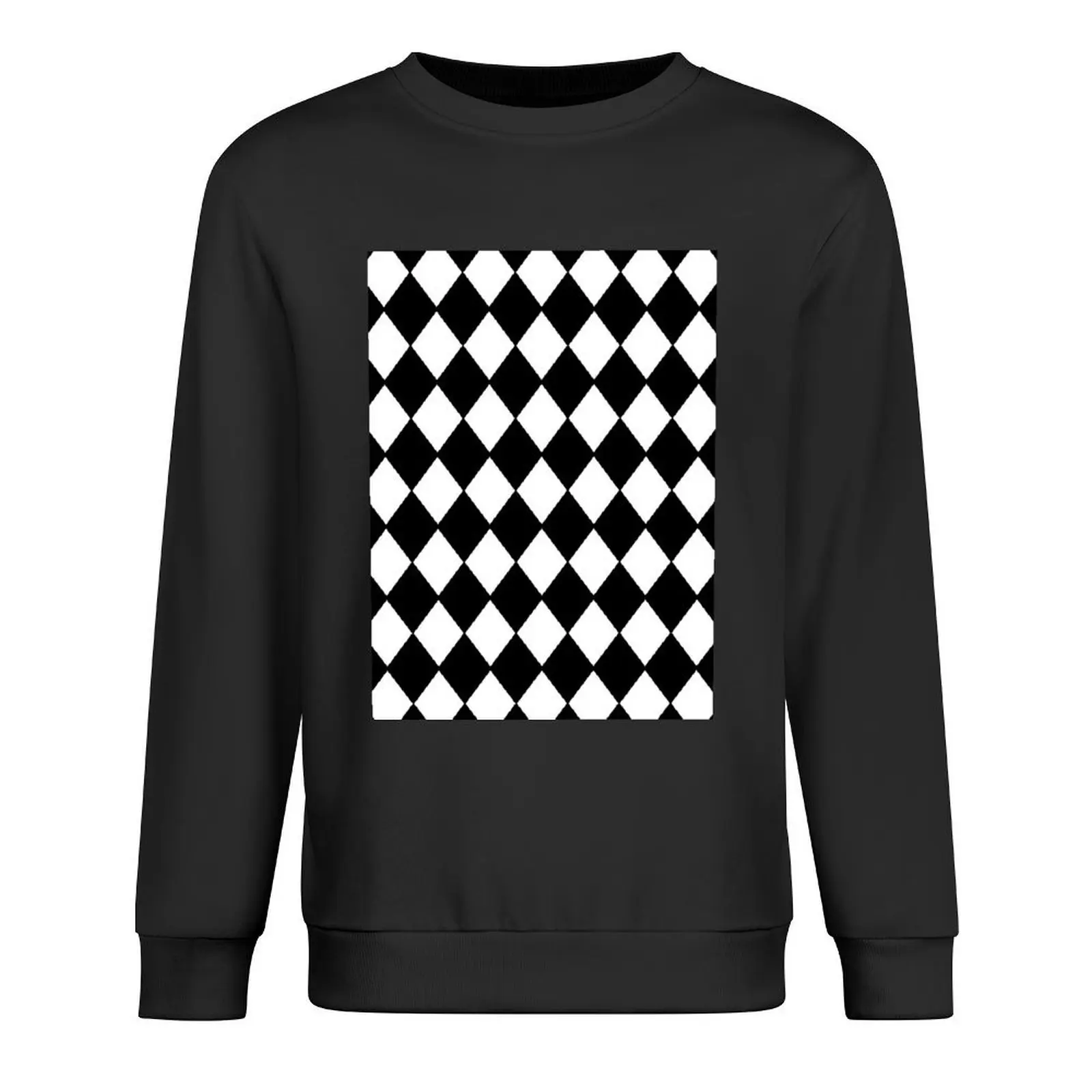 

Black and White Contrast Harlequin Pattern Pullover blouse tracksuit mens designer clothes new hoodies and sweatshirts
